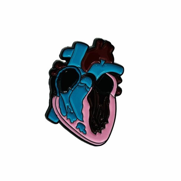 🤩Anatomical Heart Art Enamel Pin With Black Rubber Clutch -  Heart brooch gift - Picture 4 of 6